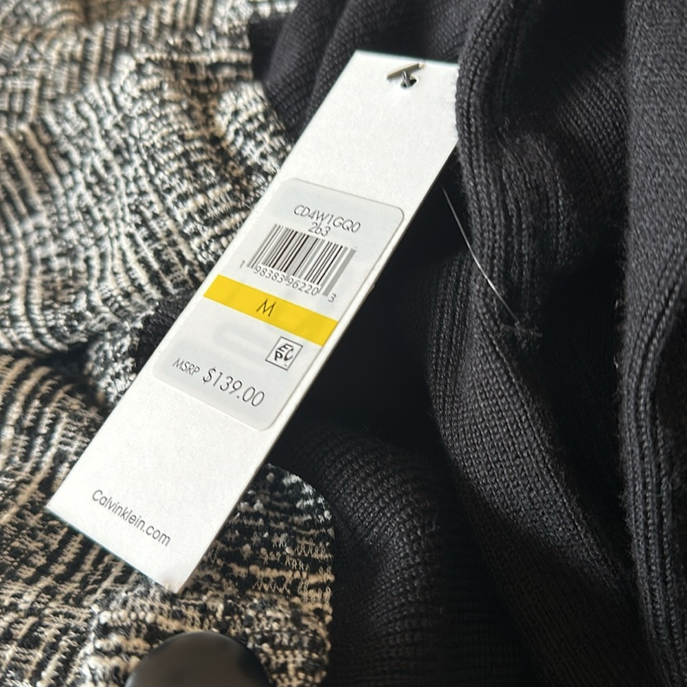 NWT CALVIN KLEIN BLACK MIXED MEDIA LONG SLEEVE SHEATH DRESS - Picture 5 of 7